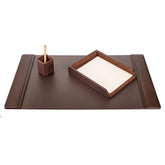 Chocolate Brown Leather Desk Set, 3pc